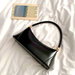 [SOLD]NEW Black Vegan Leather Baguette Shoulder Bag Clutch